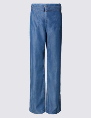 Belted Roma Rise Wide Leg Jeans